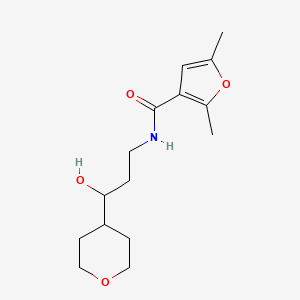 molecular formula C15H23NO4 B2504177 N-(3-hydroxy-3-(tetrahydro-2H-pyran-4-yl)propyl)-2,5-dimethylfuran-3-carboxamide CAS No. 2034331-51-4