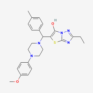 molecular formula C25H29N5O2S B2504180 2-Ethyl-5-((4-(4-methoxyphenyl)piperazin-1-yl)(p-tolyl)methyl)thiazolo[3,2-b][1,2,4]triazol-6-ol CAS No. 898368-34-8