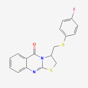 molecular formula C17H13FN2OS2 B2504190 3-{[(4-fluorophenyl)sulfanyl]methyl}-2,3-dihydro-5H-[1,3]thiazolo[2,3-b]quinazolin-5-one CAS No. 477855-97-3