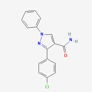 molecular formula C16H12ClN3O B2504197 3-(4-chlorophenyl)-1-phenyl-1H-pyrazole-4-carboxamide CAS No. 372098-20-9