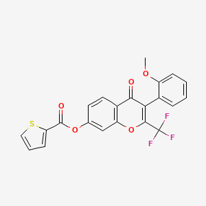 molecular formula C22H13F3O5S B2504201 3-(2-methoxyphenyl)-4-oxo-2-(trifluoromethyl)-4H-chromen-7-yl thiophene-2-carboxylate CAS No. 315715-62-9