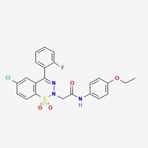 molecular formula C23H19ClFN3O4S B2504206 2-[6-chloro-4-(2-fluorophenyl)-1,1-dioxido-2H-1,2,3-benzothiadiazin-2-yl]-N-(4-ethoxyphenyl)acetamide CAS No. 1031555-21-1