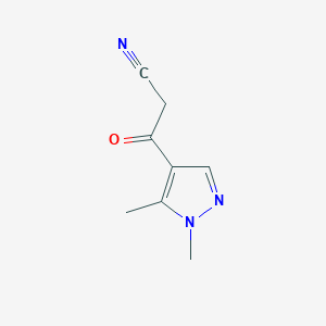 molecular formula C8H9N3O B2504211 3-(1,5-二甲基-1H-吡唑-4-基)-3-氧代丙腈 CAS No. 1006485-37-5