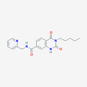 molecular formula C20H22N4O3 B2504212 2,4-二氧代-3-戊基-N-(吡啶-2-基甲基)-1,2,3,4-四氢喹唑啉-7-甲酰胺 CAS No. 892262-54-3