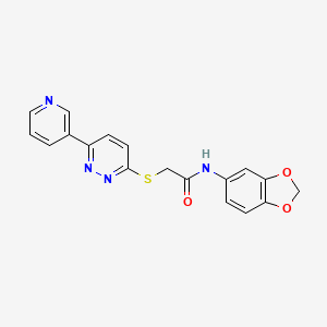 molecular formula C18H14N4O3S B2504222 N-(1,3-苯并二氧杂环-5-基)-2-(6-吡啶-3-基嘧啶-3-基)硫代乙酰胺 CAS No. 872701-97-8
