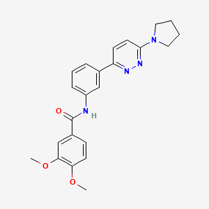3,4-dimethoxy-N-[3-(6-pyrrolidin-1-ylpyridazin-3-yl)phenyl]benzamide