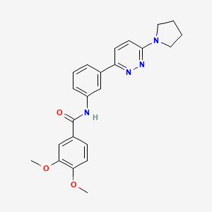 molecular formula C23H24N4O3 B2504223 3,4-二甲氧基-N-[3-(6-吡咯烷-1-基嘧啶-3-基)苯基]苯甲酰胺 CAS No. 899953-49-2