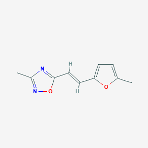 molecular formula C10H10N2O2 B2504237 3-Methyl-5-[(E)-2-(5-methylfuran-2-yl)ethenyl]-1,2,4-oxadiazole CAS No. 2348576-05-4