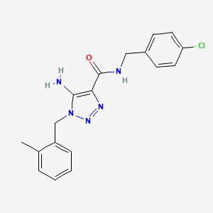 molecular formula C18H18ClN5O B2504239 5-amino-N-(4-chlorobenzyl)-1-(2-methylbenzyl)-1H-1,2,3-triazole-4-carboxamide CAS No. 899940-80-8