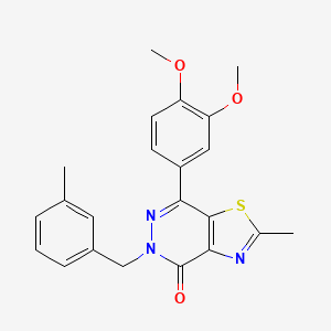 molecular formula C22H21N3O3S B2504243 7-(3,4-dimethoxyphenyl)-2-methyl-5-(3-methylbenzyl)thiazolo[4,5-d]pyridazin-4(5H)-one CAS No. 941898-21-1