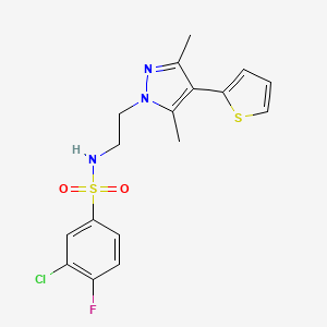 3-chloro-N-(2-(3,5-dimethyl-4-(thiophen-2-yl)-1H-pyrazol-1-yl)ethyl)-4-fluorobenzenesulfonamide