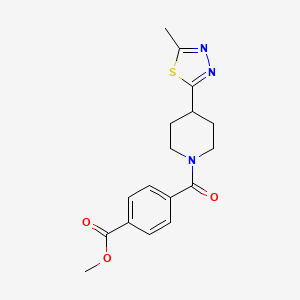 molecular formula C17H19N3O3S B2504255 Methyl 4-(4-(5-methyl-1,3,4-thiadiazol-2-yl)piperidine-1-carbonyl)benzoate CAS No. 1396793-21-7