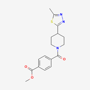 molecular formula C17H19N3O3S B2504255 4-(4-(5-メチル-1,3,4-チアゾール-2-イル)ピペリジン-1-カルボニル)安息香酸メチル CAS No. 1396793-21-7