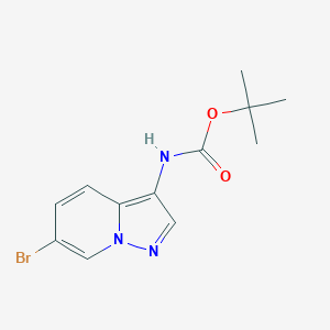 molecular formula C12H14BrN3O2 B2504276 叔丁基 N-(6-溴吡唑并[1,5-a]吡啶-3-基)氨基甲酸酯 CAS No. 2306273-07-2