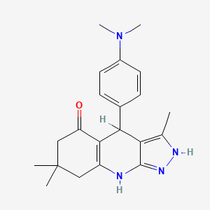 molecular formula C21H26N4O B2504278 4-(4-(dimethylamino)phenyl)-3,7,7-trimethyl-6,7,8,9-tetrahydro-1H-pyrazolo[3,4-b]quinolin-5(4H)-one CAS No. 565201-72-1