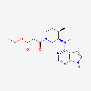 molecular formula C18H25N5O3 B2504279 Ethyl 3-((3R,4R)-4-methyl-3-(methyl(7H-pyrrolo[2,3-d]pyrimidin-4-yl)amino)piperidin-1-yl)-3-oxopropanoate CAS No. 1675248-18-6
