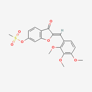 molecular formula C19H18O8S B2504281 (2Z)-3-oxo-2-(2,3,4-trimethoxybenzylidene)-2,3-dihydro-1-benzofuran-6-yl methanesulfonate CAS No. 622813-60-9