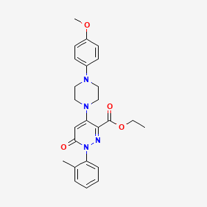 molecular formula C25H28N4O4 B2504282 Ethyl 4-(4-(4-methoxyphenyl)piperazin-1-yl)-6-oxo-1-(o-tolyl)-1,6-dihydropyridazine-3-carboxylate CAS No. 922091-29-0