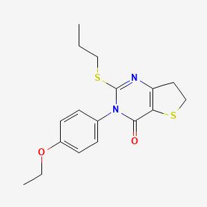 molecular formula C17H20N2O2S2 B2504283 3-(4-ethoxyphenyl)-2-(propylthio)-6,7-dihydrothieno[3,2-d]pyrimidin-4(3H)-one CAS No. 686772-59-8