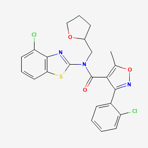 molecular formula C23H19Cl2N3O3S B2504286 N-(4-氯苯并[d]噻唑-2-基)-3-(2-氯苯基)-5-甲基-N-((四氢呋喃-2-基)甲基)异恶唑-4-甲酰胺 CAS No. 1170359-83-7