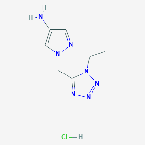 molecular formula C7H12ClN7 B2504295 1-[(1-ethyl-1H-1,2,3,4-tetrazol-5-yl)methyl]-1H-pyrazol-4-amine hydrochloride CAS No. 2107871-39-4