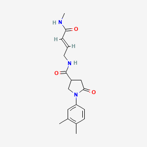 molecular formula C18H23N3O3 B2504297 (2E)-4-{[1-(3,4-dimethylphenyl)-5-oxopyrrolidin-3-yl]formamido}-N-methylbut-2-enamide CAS No. 2097939-58-5
