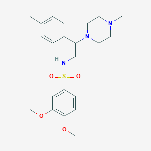 molecular formula C22H31N3O4S B2504305 3,4-dimethoxy-N-(2-(4-methylpiperazin-1-yl)-2-(p-tolyl)ethyl)benzenesulfonamide CAS No. 898451-38-2