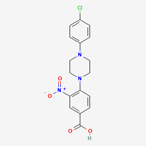 molecular formula C17H16ClN3O4 B2504310 4-[4-(4-Chlorophenyl)piperazino]-3-nitrobenzenecarboxylic acid CAS No. 478246-45-6