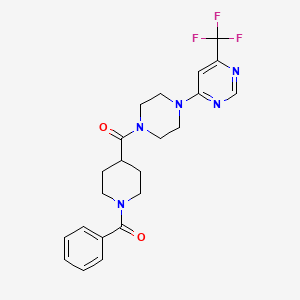 molecular formula C22H24F3N5O2 B2504323 (1-Benzoylpiperidin-4-yl)(4-(6-(trifluoromethyl)pyrimidin-4-yl)piperazin-1-yl)methanone CAS No. 2034441-65-9