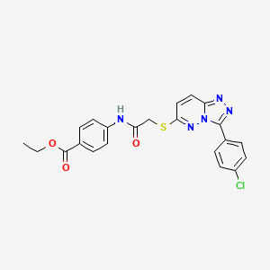 molecular formula C22H18ClN5O3S B2504326 Ethyl 4-(2-((3-(4-chlorophenyl)-[1,2,4]triazolo[4,3-b]pyridazin-6-yl)thio)acetamido)benzoate CAS No. 852373-32-1