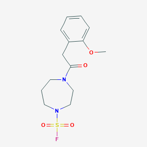 molecular formula C14H19FN2O4S B2504327 4-[2-(2-Methoxyphenyl)acetyl]-1,4-diazepane-1-sulfonyl fluoride CAS No. 2411201-35-7