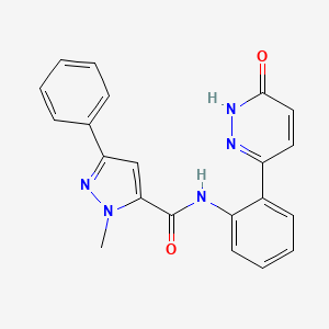 molecular formula C21H17N5O2 B2504328 1-甲基-N-(2-(6-氧代-1,6-二氢哒嗪-3-基)苯基)-3-苯基-1H-吡唑-5-甲酰胺 CAS No. 1428366-07-7