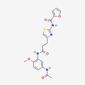 molecular formula C20H20N4O5S B2504332 N-(4-(3-((5-acetamido-2-methoxyphenyl)amino)-3-oxopropyl)thiazol-2-yl)furan-2-carboxamide CAS No. 1021256-63-2