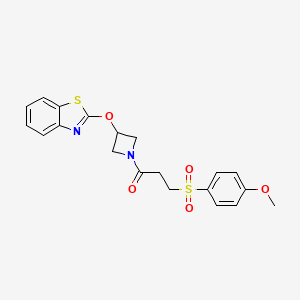 molecular formula C20H20N2O5S2 B2504334 1-(3-(苯并[d]噻唑-2-氧代)氮杂环丁-1-基)-3-((4-甲氧基苯基)磺酰基)丙-1-酮 CAS No. 1421525-22-5