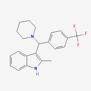 molecular formula C22H23F3N2 B2504336 2-methyl-3-(piperidin-1-yl(4-(trifluoromethyl)phenyl)methyl)-1H-indole CAS No. 315697-87-1