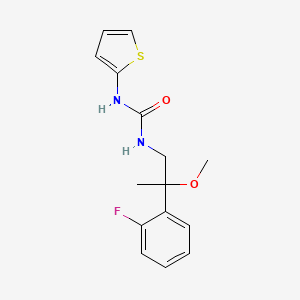 molecular formula C15H17FN2O2S B2504340 1-(2-(2-Fluorophenyl)-2-methoxypropyl)-3-(thiophen-2-yl)urea CAS No. 1797716-35-8