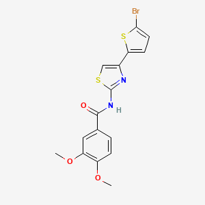 molecular formula C16H13BrN2O3S2 B2504342 N-(4-(5-bromothiophen-2-yl)thiazol-2-yl)-3,4-dimethoxybenzamide CAS No. 325977-27-3