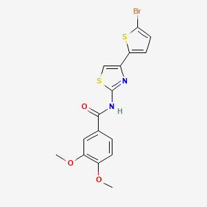 molecular formula C16H13BrN2O3S2 B2504342 N-[4-(5-ブロモチオフェン-2-イル)-1,3-チアゾール-2-イル]-3,4-ジメトキシベンズアミド CAS No. 325977-27-3