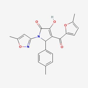 molecular formula C21H18N2O5 B2504346 3-羟基-4-(5-甲基呋喃-2-羰基)-1-(5-甲基异恶唑-3-基)-5-(对甲苯基)-1H-吡咯-2(5H)-酮 CAS No. 618872-33-6