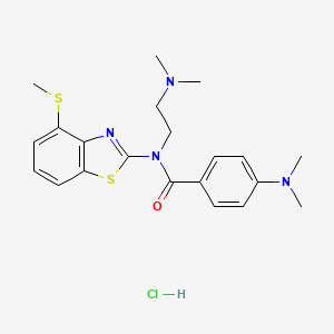 molecular formula C21H27ClN4OS2 B2504360 4-(dimethylamino)-N-(2-(dimethylamino)ethyl)-N-(4-(methylthio)benzo[d]thiazol-2-yl)benzamide hydrochloride CAS No. 1331310-89-4