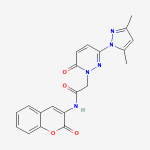 molecular formula C20H17N5O4 B2504362 2-(3-(3,5-dimethyl-1H-pyrazol-1-yl)-6-oxopyridazin-1(6H)-yl)-N-(2-oxo-2H-chromen-3-yl)acetamide CAS No. 1334372-49-4