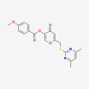 molecular formula C20H18N2O5S B2504363 [6-[(4,6-Dimethylpyrimidin-2-yl)sulfanylmethyl]-4-oxopyran-3-yl] 4-methoxybenzoate CAS No. 877635-51-3