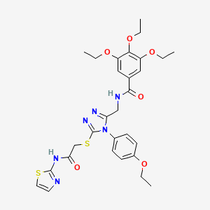 molecular formula C29H34N6O6S2 B2504365 3,4,5-triethoxy-N-((4-(4-ethoxyphenyl)-5-((2-oxo-2-(thiazol-2-ylamino)ethyl)thio)-4H-1,2,4-triazol-3-yl)methyl)benzamide CAS No. 309969-34-4