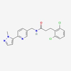 molecular formula C19H18Cl2N4O B2504368 3-(2,6-二氯苯基)-N-((6-(1-甲基-1H-吡唑-5-基)吡啶-3-基)甲基)丙酰胺 CAS No. 2188202-95-9