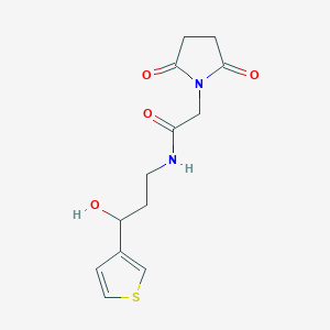 molecular formula C13H16N2O4S B2504370 2-(2,5-dioxopyrrolidin-1-yl)-N-(3-hydroxy-3-(thiophen-3-yl)propyl)acetamide CAS No. 2034605-62-2
