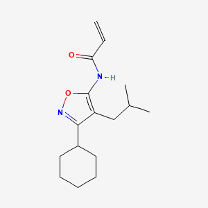molecular formula C16H24N2O2 B2504373 N-[3-Cyclohexyl-4-(2-methylpropyl)-1,2-oxazol-5-yl]prop-2-enamide CAS No. 2305450-04-6