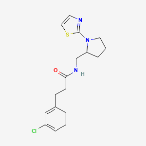 molecular formula C17H20ClN3OS B2504377 3-(3-氯苯基)-N-((1-(噻唑-2-基)吡咯烷-2-基)甲基)丙酰胺 CAS No. 1798461-46-7