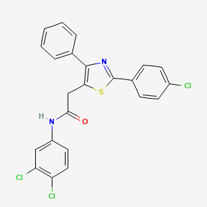molecular formula C23H15Cl3N2OS B2504379 2-[2-(4-氯苯基)-4-苯基-1,3-噻唑-5-基]-N-(3,4-二氯苯基)乙酰胺 CAS No. 339277-92-8