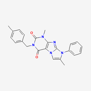 molecular formula C23H21N5O2 B2504385 1,7-dimethyl-3-(4-methylbenzyl)-8-phenyl-1H-imidazo[2,1-f]purine-2,4(3H,8H)-dione CAS No. 887463-86-7
