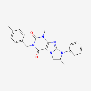 molecular formula C23H21N5O2 B2504385 1,7-ジメチル-3-(4-メチルベンジル)-8-フェニル-1H-イミダゾ[2,1-f]プリン-2,4(3H,8H)-ジオン CAS No. 887463-86-7